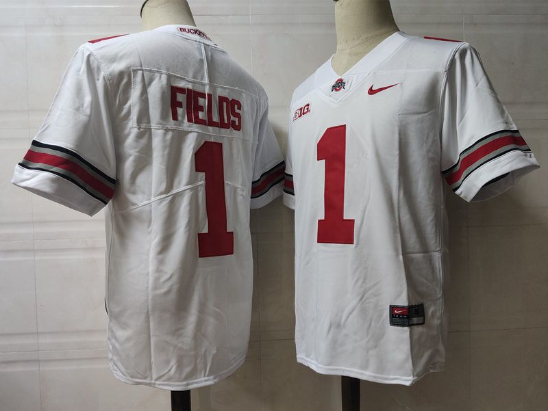 Men Ohio State Buckeyes #1 Fields White Nike 2025 NCAA Jersey